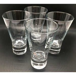 Modern Weighted Base Clear Glass Tumbler Iced Tea Soda 8 OZ 4 Glass Set 5 IN